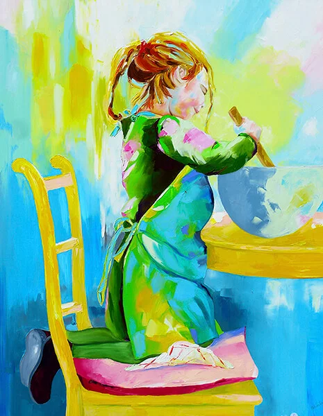 Le gâteau - Huile sur Toile de Bhéatrice Chanard