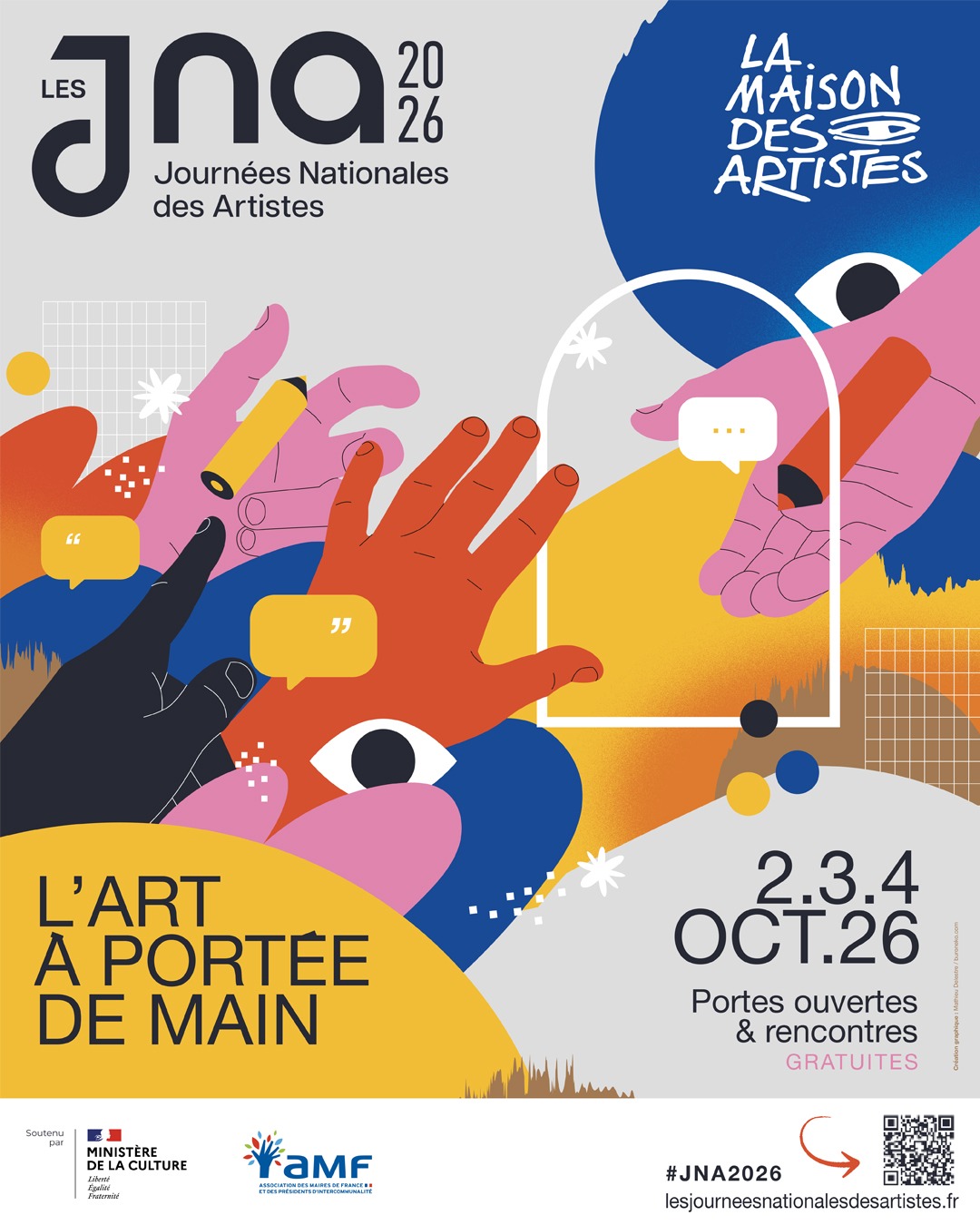 Affiche de la Journée Nationale des Artistes les 2-3-4 octobre 2026