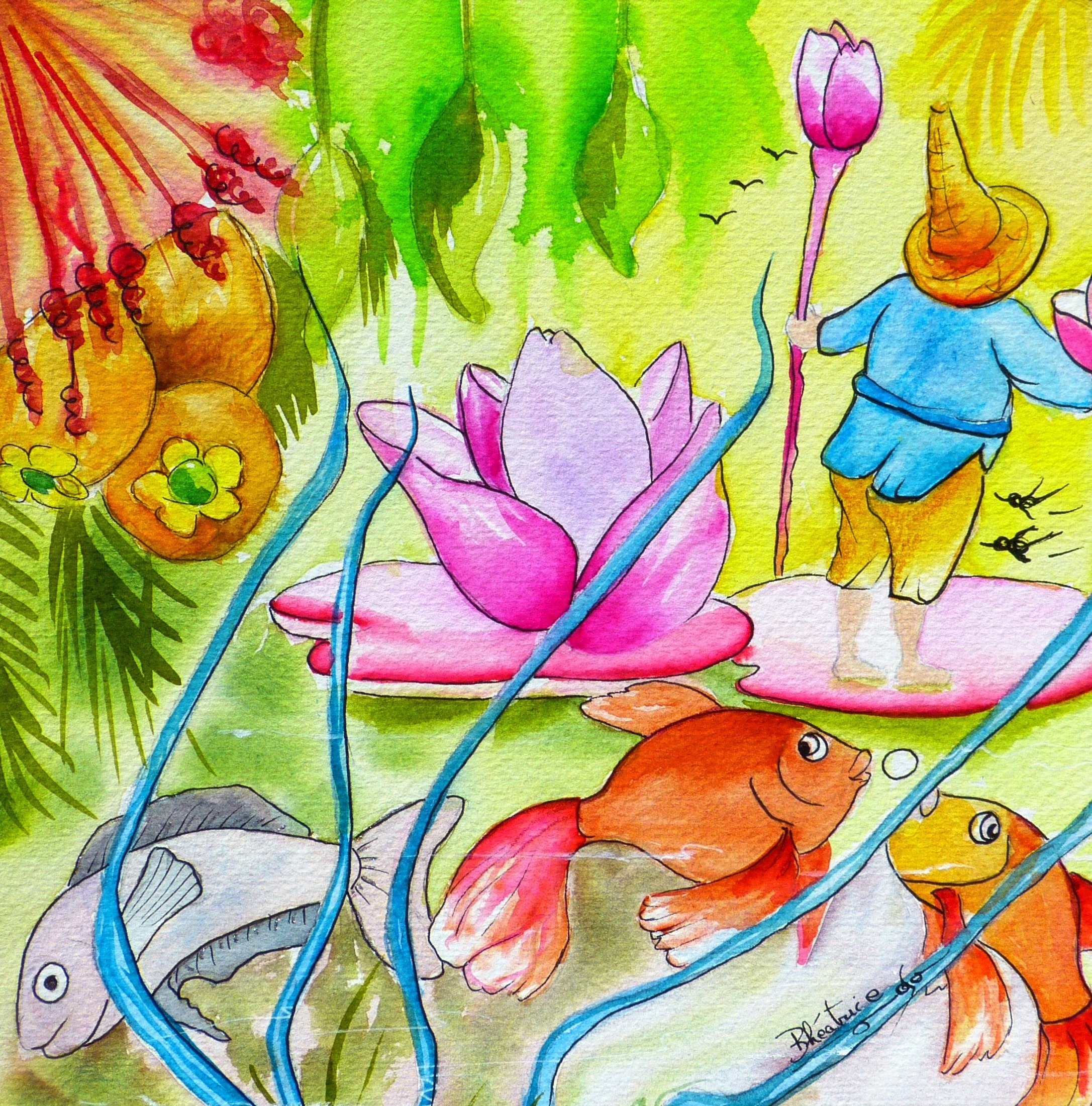 Nénuphar cueilleur - Aquarelle de Bhéatrice Chanard