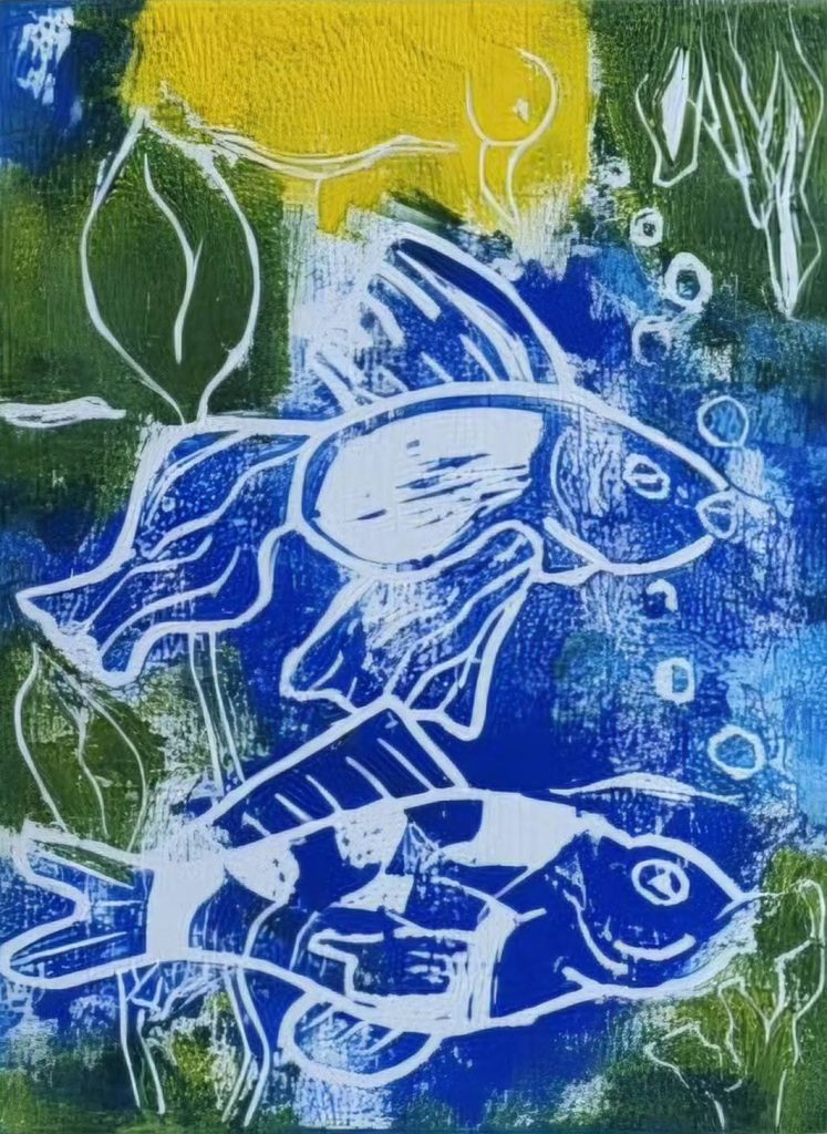 stage linogravure bheatrice chanard Photo d'une linogravure de Bhéatrice Chanard
