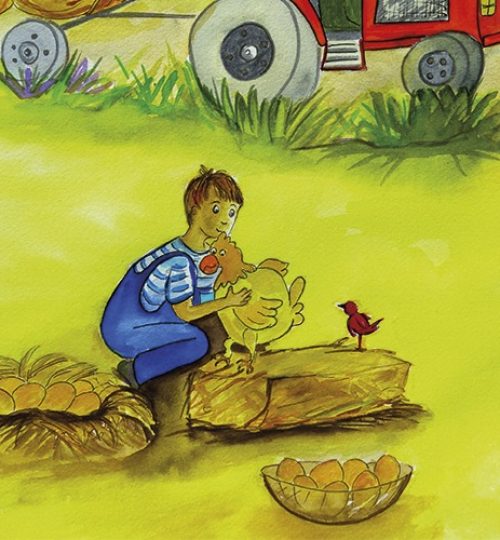 Bastien à la ferme - Planche du livre